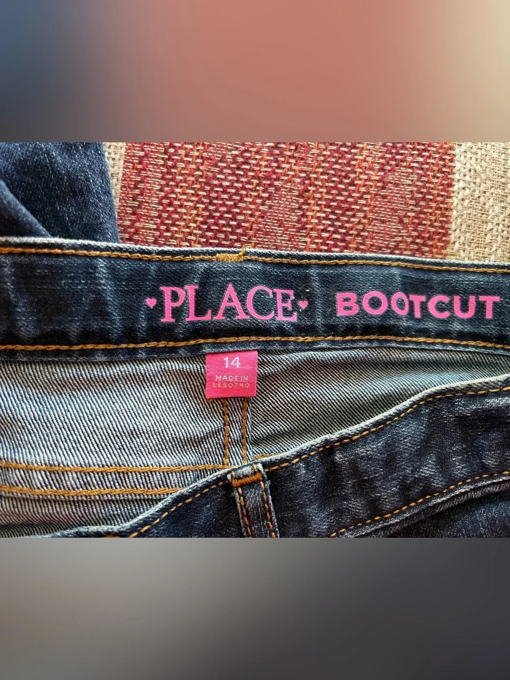 The Children's Place Dark Blue Bootcut Jeans with Pink Waist Label